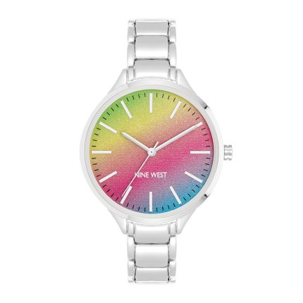 Nine West Multicolored Dial Silver Watch - Ladies