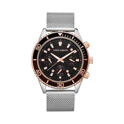 Vince Camuto 44mm  Silver Tone Mesh Strap Watch