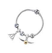 Harry-Potter-Silver-Charm-Bracelet-Silver-Charm-Bracelet-With-Deathly-Hallows,-Snitch-Charms-And-Three-Spellbeads