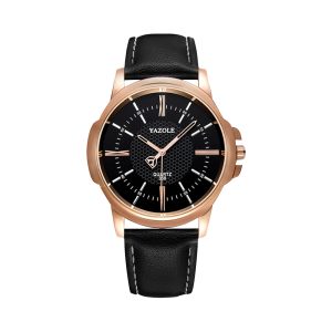 YAZOLE MEN’S WATCH BLACK DIAL WITH BLACK STRAP