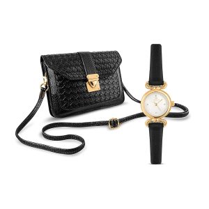 Temptation purse + watch set, black